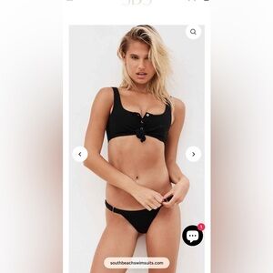 Beach Bunny black ribbed bralette TOP ONLY